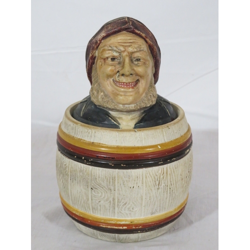442 - Johann Maresch tobacco barrel shaped humidor with figured top, circa 1880