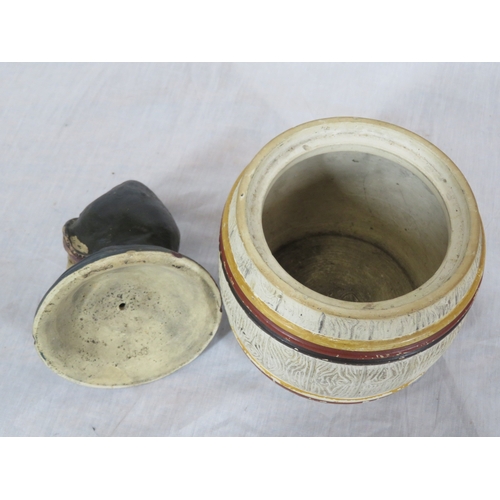 442 - Johann Maresch tobacco barrel shaped humidor with figured top, circa 1880