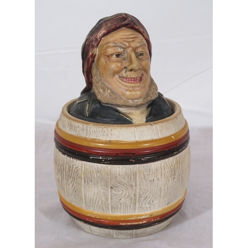 442 - Johann Maresch tobacco barrel shaped humidor with figured top, circa 1880