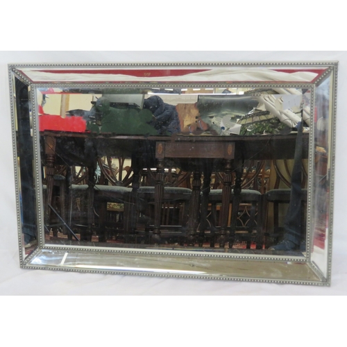 446 - Art deco style bevelled glass wall mirror with beaded decoration