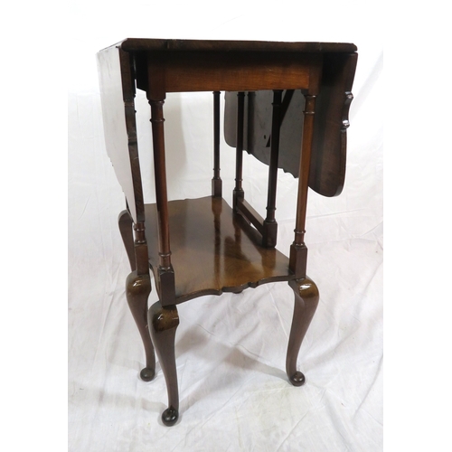 451 - Victorian mahogany pembroke table with drop leaves, gateleg support, turned columns, cabriole legs w... 