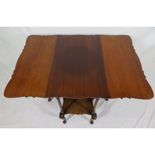 451 - Victorian mahogany pembroke table with drop leaves, gateleg support, turned columns, cabriole legs w... 