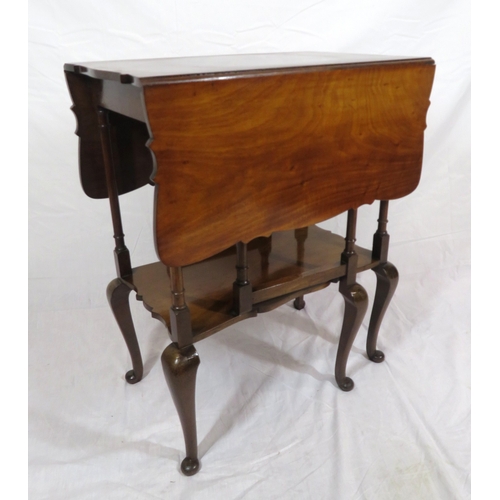 451 - Victorian mahogany pembroke table with drop leaves, gateleg support, turned columns, cabriole legs w... 