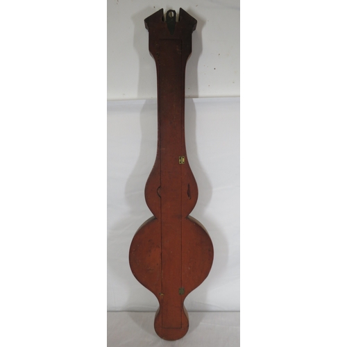 456 - Edwardian inlaid mahogany wheel barometer with thermometer & brass framed dial, by C.Prada & Co
