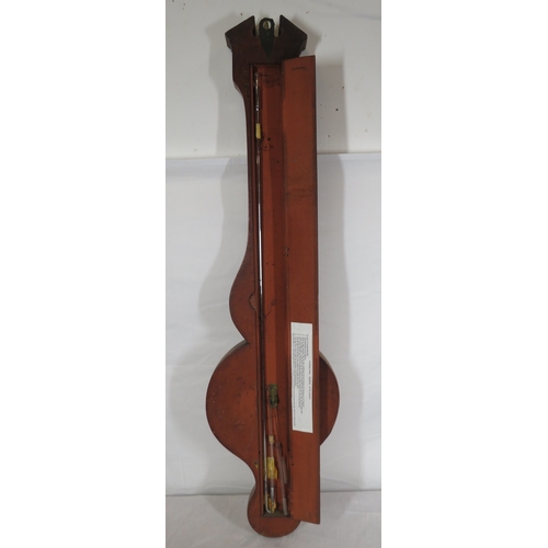 456 - Edwardian inlaid mahogany wheel barometer with thermometer & brass framed dial, by C.Prada & Co
