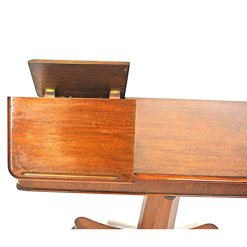 460 - William IV mahogany long occasional table or lectern with adjustable top, fold-up book stands, on he... 