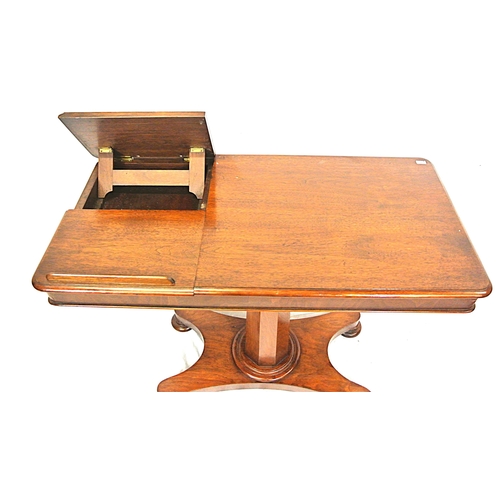 460 - William IV mahogany long occasional table or lectern with adjustable top, fold-up book stands, on he... 