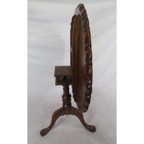 466 - Georgian style mahogany centre or occasional table with swivel top, piecrust border, birdcage suppor... 