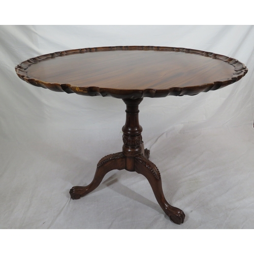 466 - Georgian style mahogany centre or occasional table with swivel top, piecrust border, birdcage suppor... 