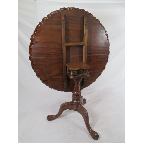 466 - Georgian style mahogany centre or occasional table with swivel top, piecrust border, birdcage suppor... 