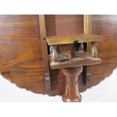466 - Georgian style mahogany centre or occasional table with swivel top, piecrust border, birdcage suppor... 