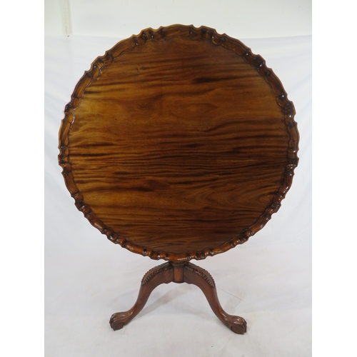 466 - Georgian style mahogany centre or occasional table with swivel top, piecrust border, birdcage suppor... 