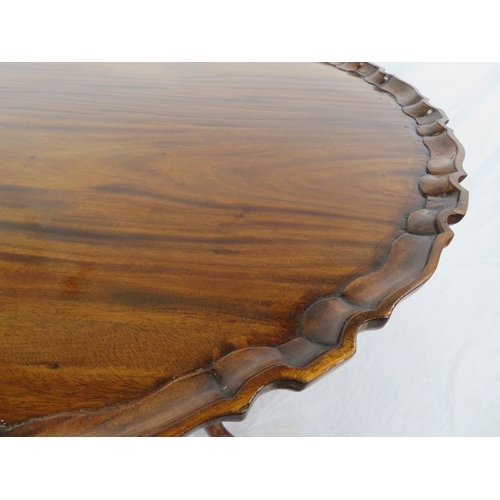 466 - Georgian style mahogany centre or occasional table with swivel top, piecrust border, birdcage suppor... 