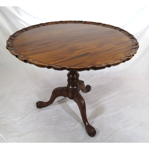 466 - Georgian style mahogany centre or occasional table with swivel top, piecrust border, birdcage suppor... 
