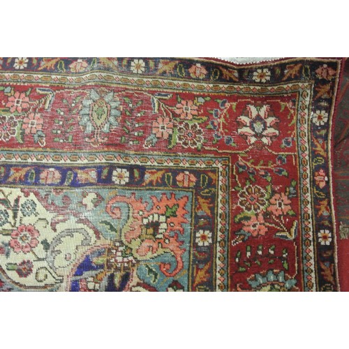 482 - Rich red ground vintage Persian Tabriz carpet with central medallion design 320 x 200 cm