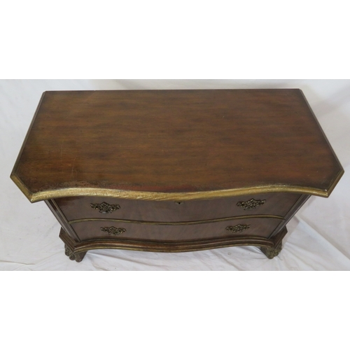486 - French style walnut serpentine fronted chest on chest with decorated frieze, 6 drawers, brass pierce... 