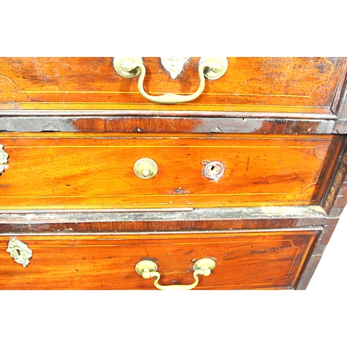 495 - Georgian Sheraton style inlaid mahogany bureau with blackwood string & urn inlay, drop-down front wi... 