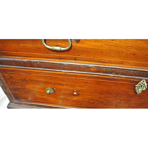 495 - Georgian Sheraton style inlaid mahogany bureau with blackwood string & urn inlay, drop-down front wi... 