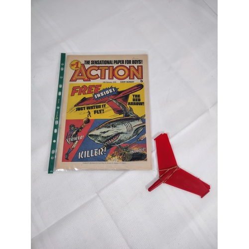 100 - First Edition 'Action' Comic No1 14 Feb 1976 with Original Free Toy