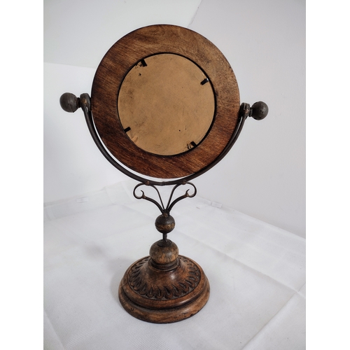 131 - Decorative Wooden Framed Table Mirror approx 400mm tall