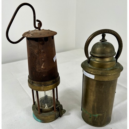 141 - Patterson Lamps Ltd G.P.O Type A3 Miner's Safety lamp & Brass Binnacle Lamp