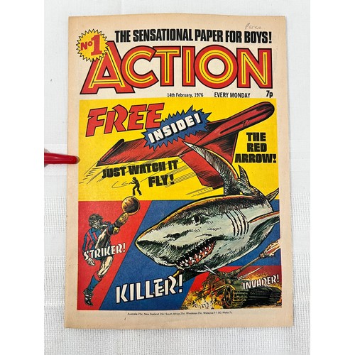 100 - First Edition 'Action' Comic No1 14 Feb 1976 with Original Free Toy