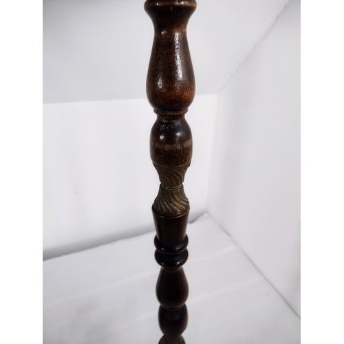 37 - Pair of Antique Brass and Turned Oak Cigarette Ashtray Stands  Approx 27