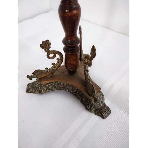 37 - Pair of Antique Brass and Turned Oak Cigarette Ashtray Stands  Approx 27