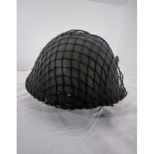 6 - 1972 British Mark IV Steel Combat Helmet with Original Netting and Liner, Manufactured by W.S.M. Ltd