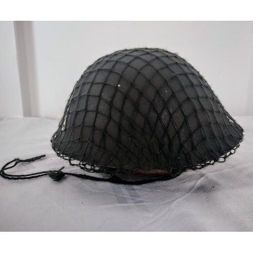 6 - 1972 British Mark IV Steel Combat Helmet with Original Netting and Liner, Manufactured by W.S.M. Ltd