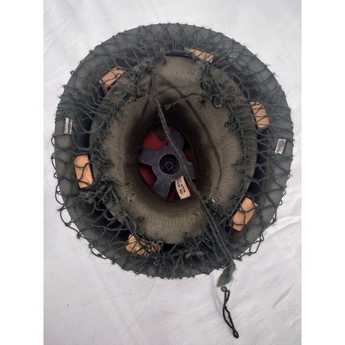 6 - 1972 British Mark IV Steel Combat Helmet with Original Netting and Liner, Manufactured by W.S.M. Ltd