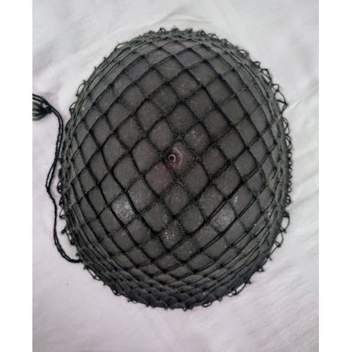 6 - 1972 British Mark IV Steel Combat Helmet with Original Netting and Liner, Manufactured by W.S.M. Ltd