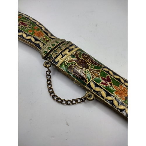 15 - Mid-20th Century Cloisonné Letter Opener with Intricate Floral Enamel Work, Possibly Chinese.