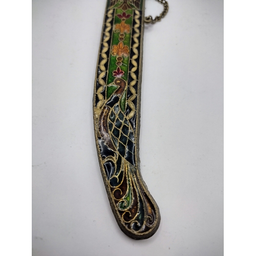 15 - Mid-20th Century Cloisonné Letter Opener with Intricate Floral Enamel Work, Possibly Chinese.