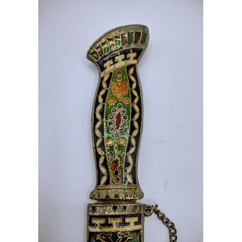 15 - Mid-20th Century Cloisonné Letter Opener with Intricate Floral Enamel Work, Possibly Chinese.