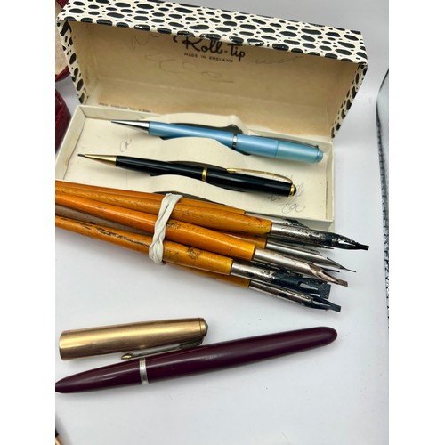 17 - Large Collection Of Fountain Pens, Mechanical Pencils etc. To include Pitman's Fono Lever Self Fille... 