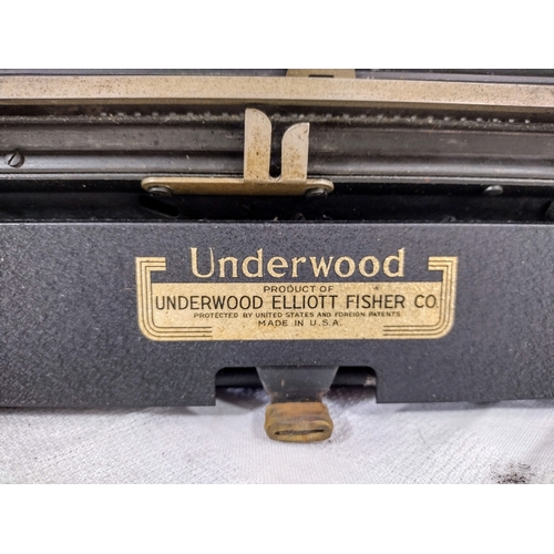 19 - Early 1930s Underwood Elliott Fisher Portable Typewriter with Original Carrying Case (a/f)