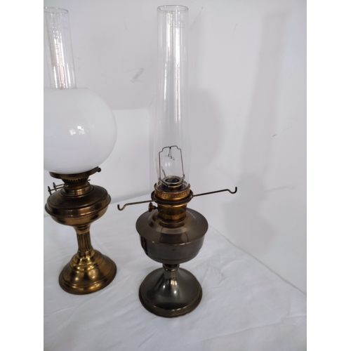 40 - 3x Vintage Aladdin Oil Lamps Including Model 23, Including Brass Bases, Original White Glass Shades,... 