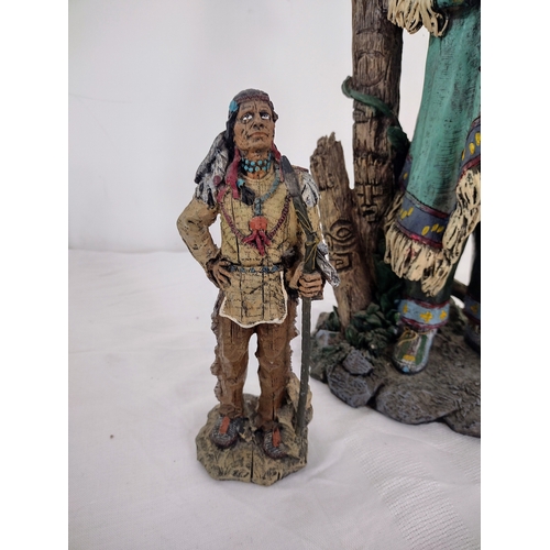 36 - Collection Of Native American-Inspired Figurines Featuring Hand-Painted Resin Chief And Elder Busts ... 