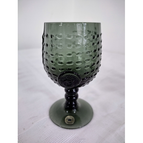 45 - Set of Six Reijmyre Swedish Green Hobnail Glass Goblets with Medallion, Circa 1960s, Featuring Duke ... 