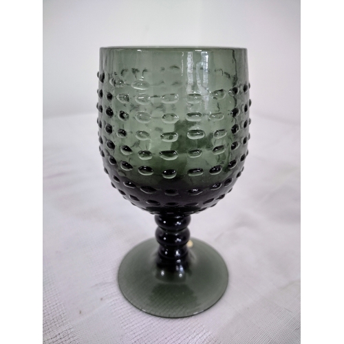 45 - Set of Six Reijmyre Swedish Green Hobnail Glass Goblets with Medallion, Circa 1960s, Featuring Duke ... 