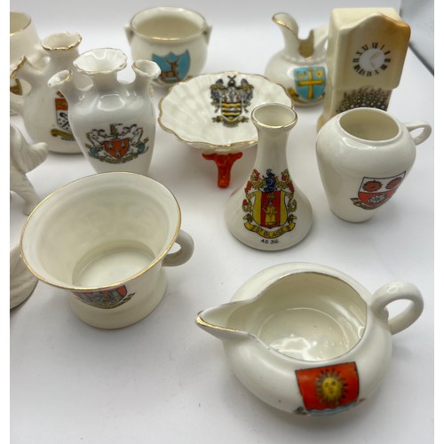 50 - C1-5-53 Selection of 14 Crestedware Crested China Items to include W H Goss, Gemma, A Ramsey Loughto... 