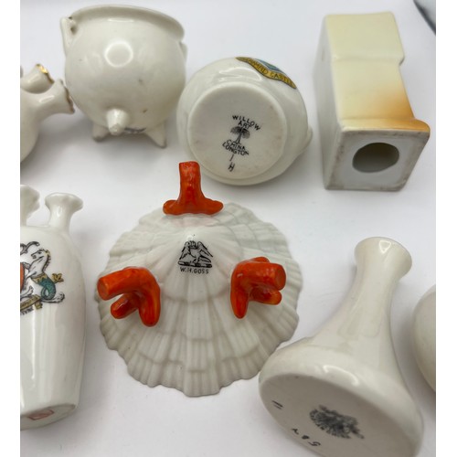 50 - C1-5-53 Selection of 14 Crestedware Crested China Items to include W H Goss, Gemma, A Ramsey Loughto... 