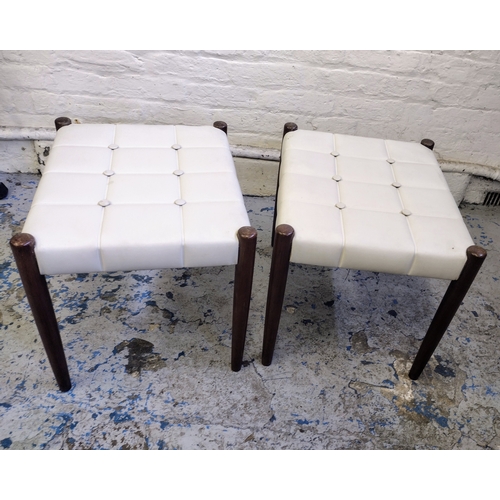 74 - Pair of Vintage G-Plan Vinyl Button Topped Footstools in the style of Erik Jørgensen