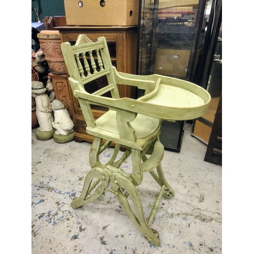 78 - Antique Victorian Convertible High Chair with Turned Wood and Painted Finish