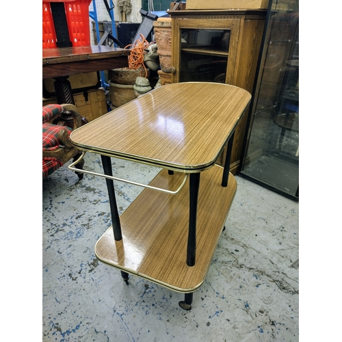 79 - 1950s Mid-Century Modern Two-Tier Tea Trolley / Bar Cart with Formica Top and Metal Legs