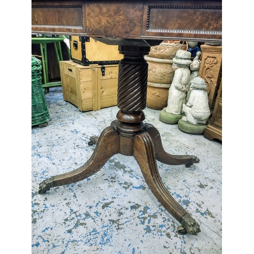 80 - Early 19th-Century Mahogany Regency Card Table with Pedestal Base and Green Baize Interior