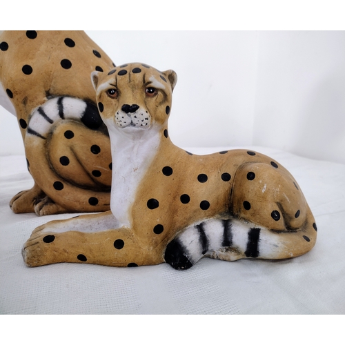 88 - Set Of Vintage Ceramic Cheetah Figurines, Featuring Hand-Painted Details And African Wildlife-Inspir... 