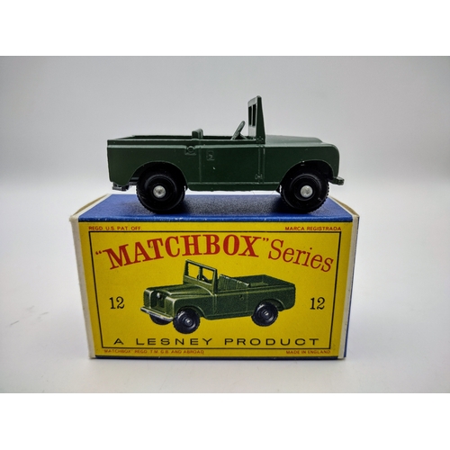 106 - Vintage Matchbox 12b Land Rover Series 2 - Black Plastic Wheels Type 3 Box