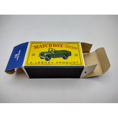 106 - Vintage Matchbox 12b Land Rover Series 2 - Black Plastic Wheels Type 3 Box